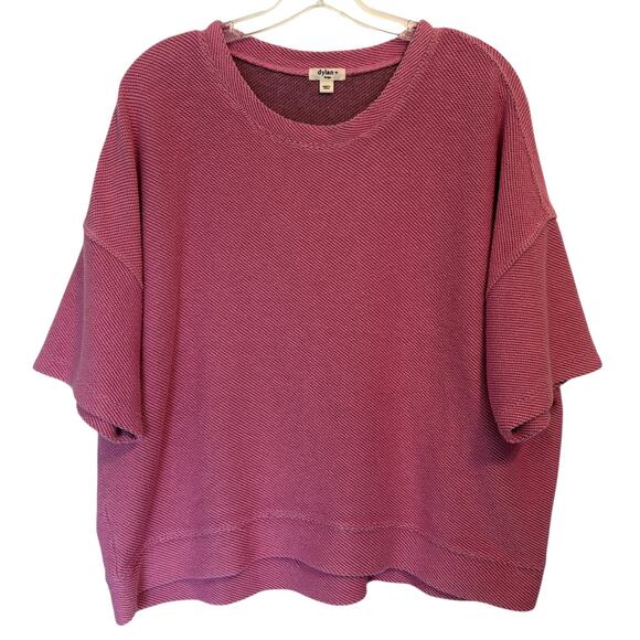 Dylan Textured Top Womens Large Raspberry Pink Oversized Boxy Tee Anthropologie - Picture 1 of 7